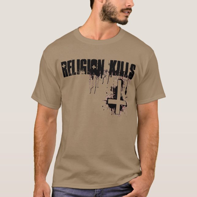 Inverterad arg T-tröja för religiondödor blod T Shirt (Framsida)