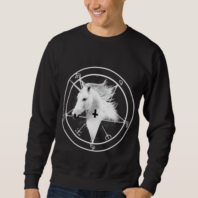 Inverterad arg Unicorntröja Lång Ärmad Tröja (Framsida)