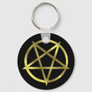 Inverterad guld- Pentagram Nyckelring