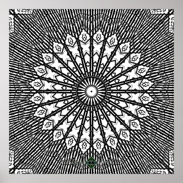 Inverterad Looking Glass Mandala Poster (Framsidan)