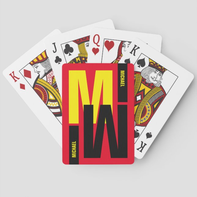inverterad Monogram initial & namn Casinokort (Baksidan)