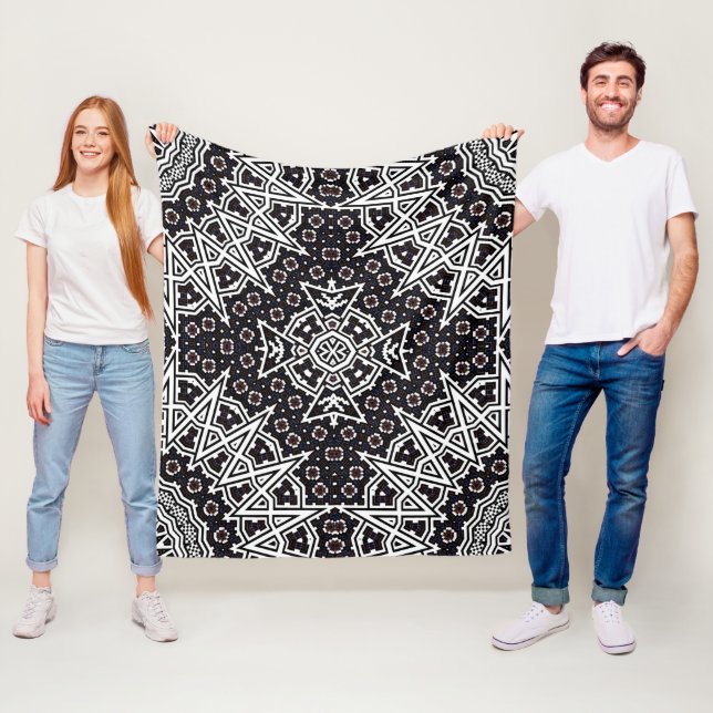 Inverterad mosaik kors fleecefilt (På plats)