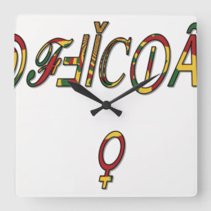 Inverterad "OFFICIELL", kvinnlig symbol Skriv ut Fyrkantig Klocka