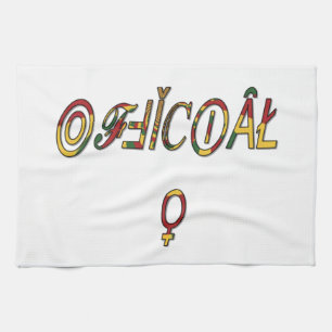 Inverterad "OFFICIELL", kvinnlig symbol Skriv ut Kökshandduk