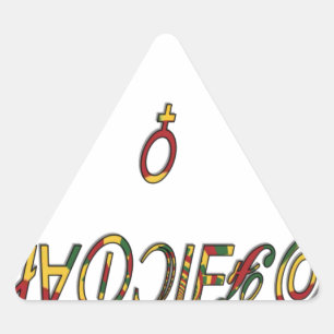 Inverterad "OFFICIELL", kvinnlig symbol Skriv ut Triangelformat Klistermärke