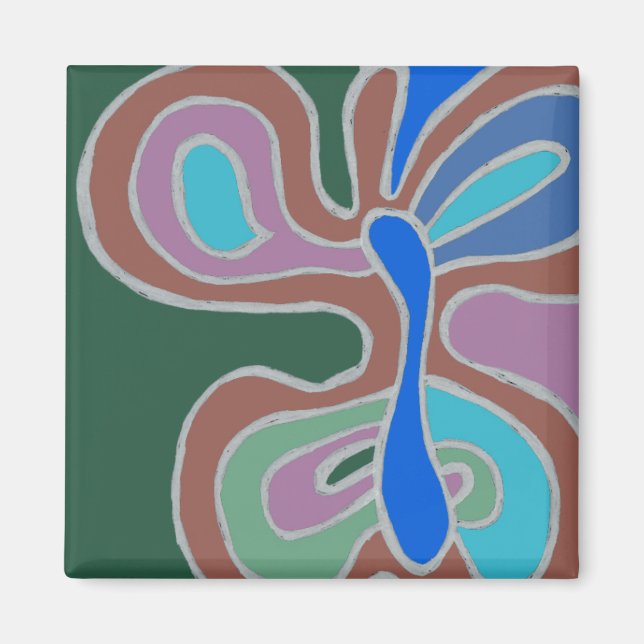 Inverterad regnbåge Flutterfly Magnet (Framsidan)