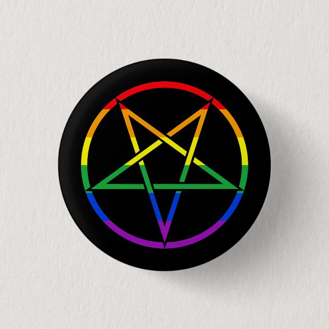 Inverterad regnbågepentagram knapp (Framsida)