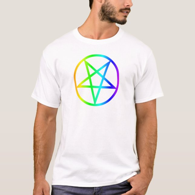 Inverterad regnbågePentagram T-shirt (Framsida)