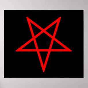 Inverterad röd Pentagram Poster