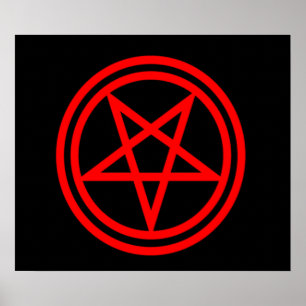 Inverterad röd Pentagram Poster