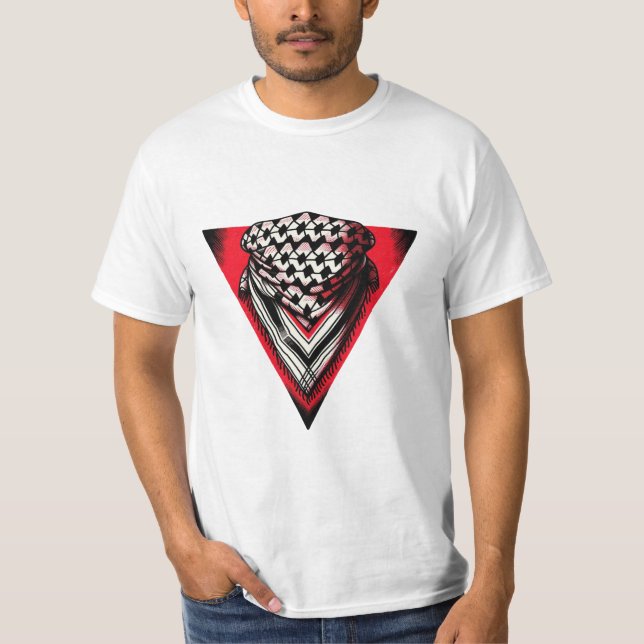 Inverterad röd triangel keffiyeh t shirt (Framsida)