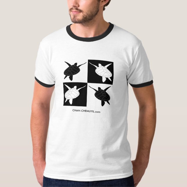 Inverterade manar sköldpadda belägger med tegel tee shirt (Framsida)
