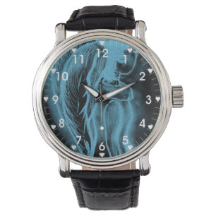 Inverterade Sideways Angel i svart och ljusblå Armbandsur