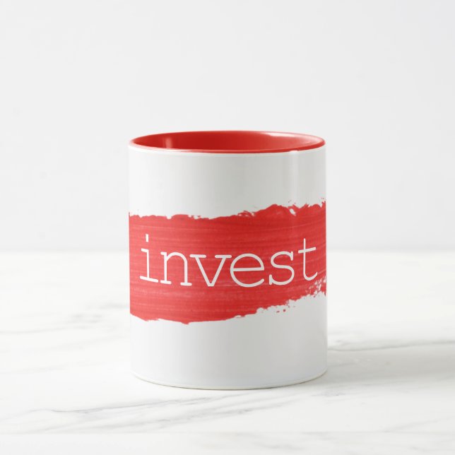 INVEST Text på röd Paint-mugg Mugg (Center)