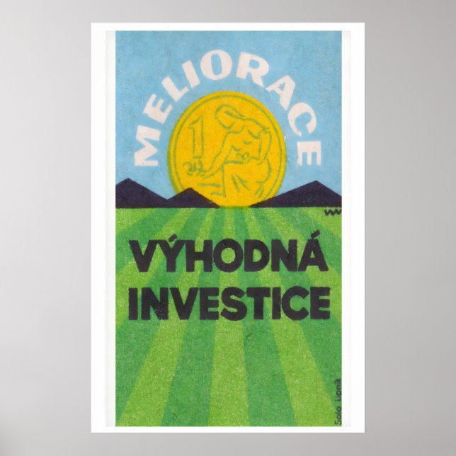 Investera i gröna jordbruksfält - Tändsticksask Poster (Framsidan)