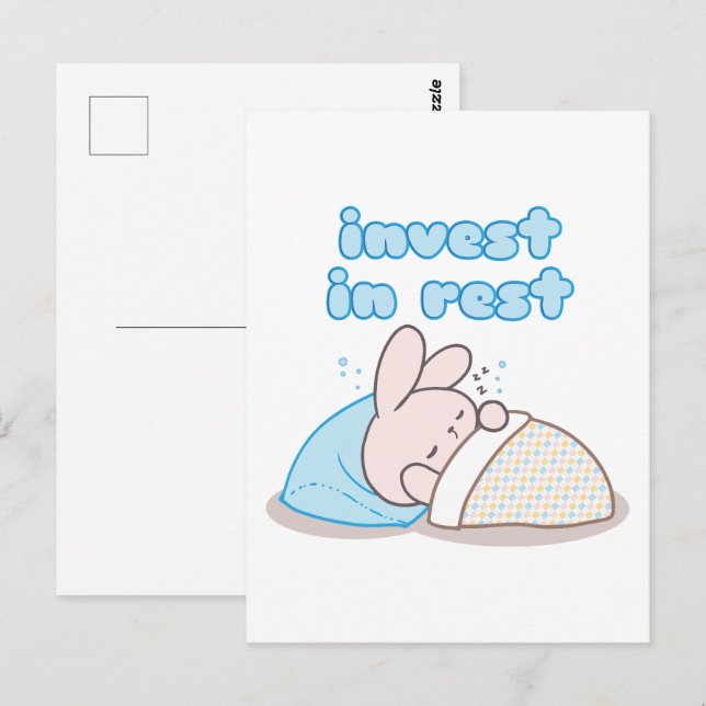 Investera i viloläge med Snoozy Bunny Vykort (Fram/baksida)