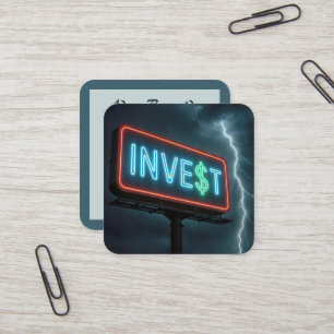 Investera Neon Billboard med Blixt Fyrkantigt Visitkort