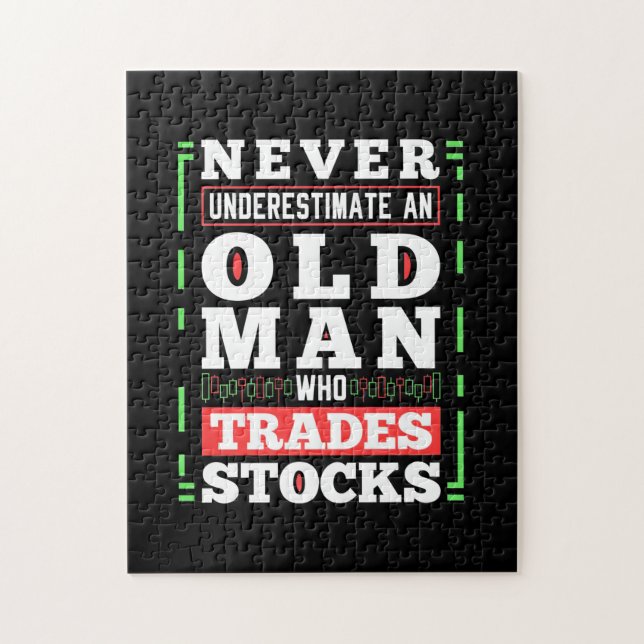 Investerarmakt för en gammal man som handlar med L Pussel (Vertikal)