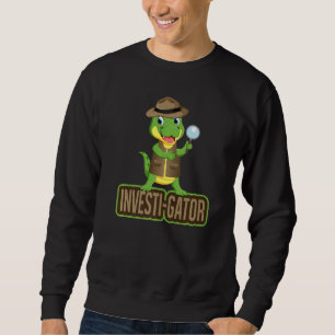 Investi Gator Pun Alligator-detektiver Lång Ärmad Tröja