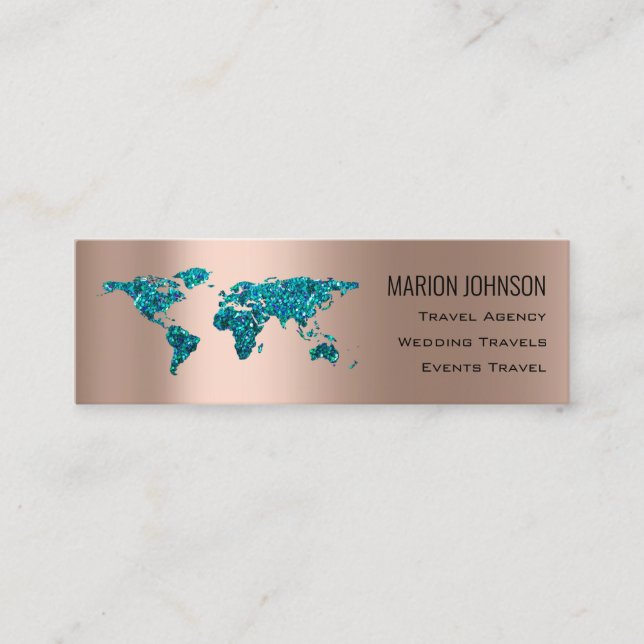 Investments Finance Traveling Blogg World Map Guld Mini Visitkort (Framsida)