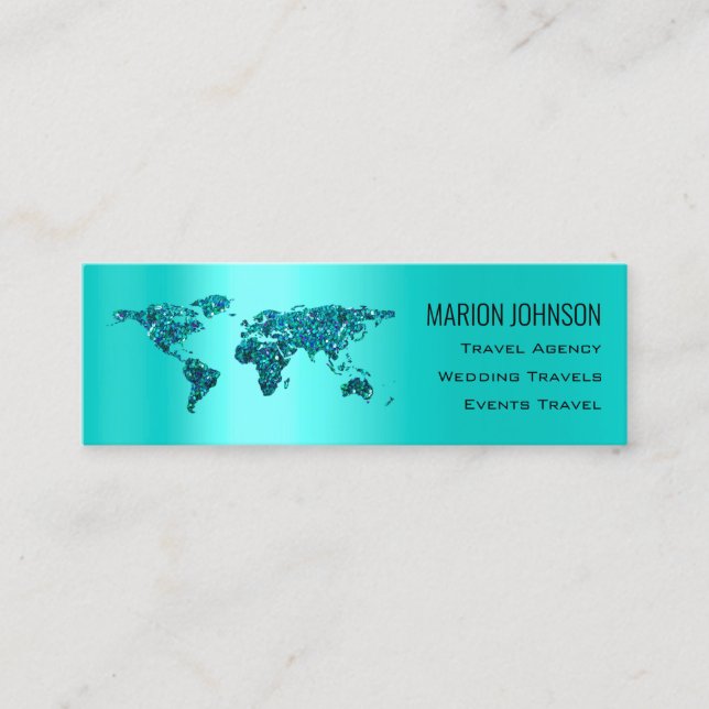 Investments Finance Traveling Blogg World Map Mint Mini Visitkort (Framsida)