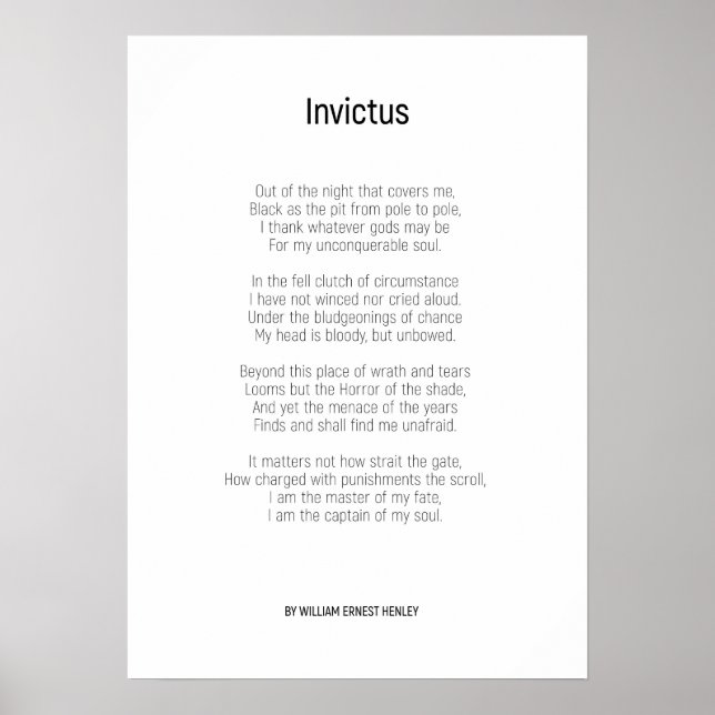 Invictus by William Ernest Henley Poster (Framsidan)