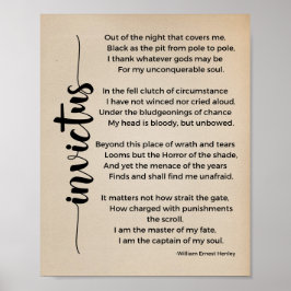 Invictus Dikt av William Ernest Henley Vintage Poster