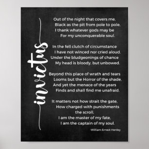 Invictus Dikt Black and White Poster