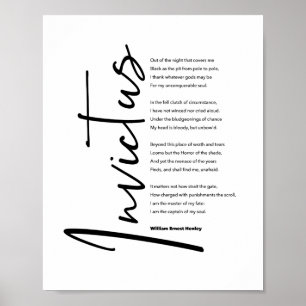 Invictus Dikt by Henley i Modern Black Script Poster