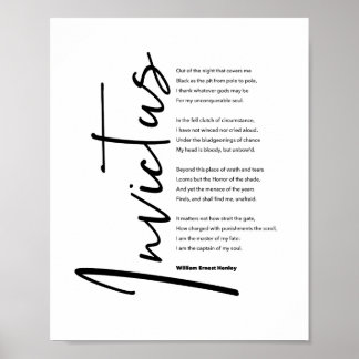 Invictus Dikt by Henley i Modern Black Script Poster