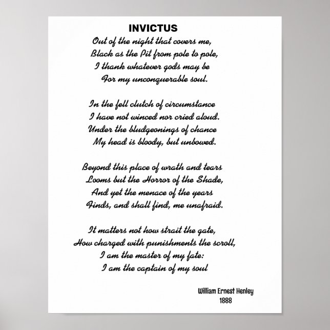 INVICTUS dikt Poster (Framsidan)