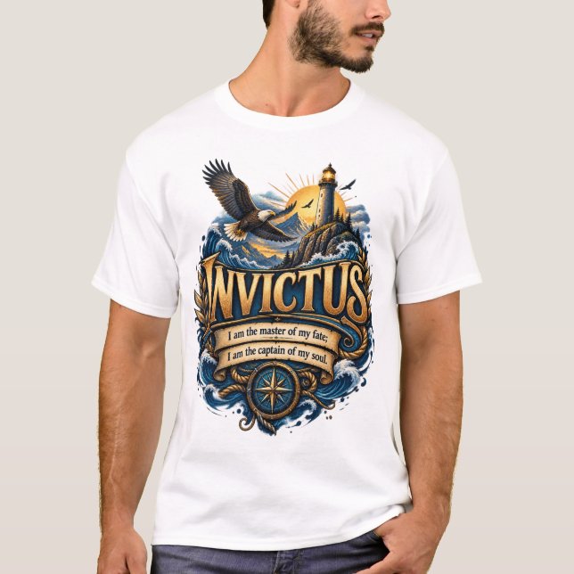Invictus Herre över mitt öde Inspirerande konst T Shirt (Framsida)