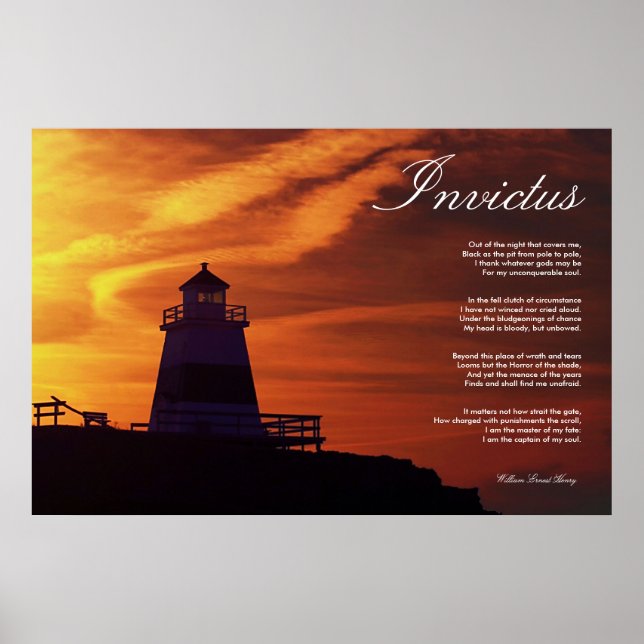 Invictus ~ Inspirational Dikt ~ Canvas Poster (Framsidan)
