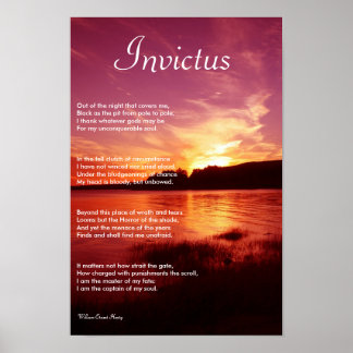 Invictus ~ inspirationell Dikt Poster