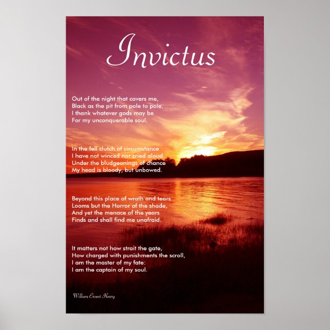 Invictus ~ inspirationell Dikt Poster (Framsidan)