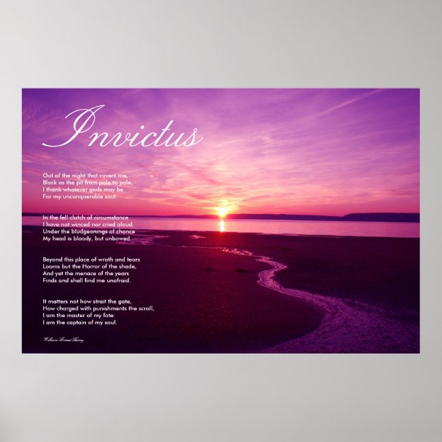 Invictus ~ inspirationell Dikt Poster (Framsidan)