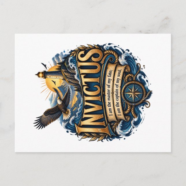 Invictus Inspirerande Citat Postkort Vykort (Framsida)