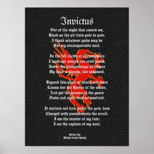 Invictus, inspirerande dikt svart med griffon poster