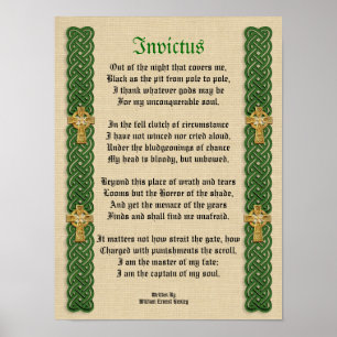 Invictus, Victorian dikt Celtic Knots och kor Poster