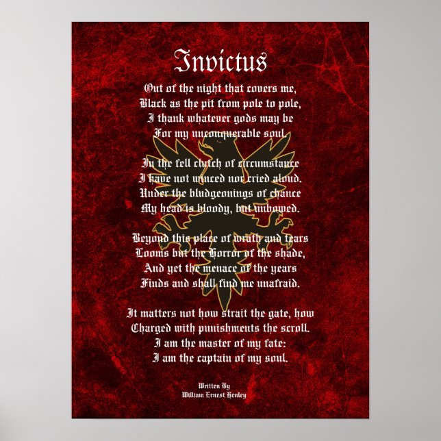 Invictus, Viktoriansk dikt Poster (Framsidan)