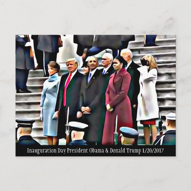 Invigningsdagen President Obama & Donald Trump Vykort (Framsida)