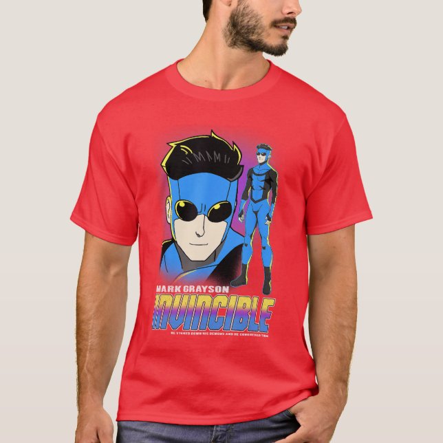Invincible Mark Grayson Blue Suit Showcase Distres T Shirt (Framsida)