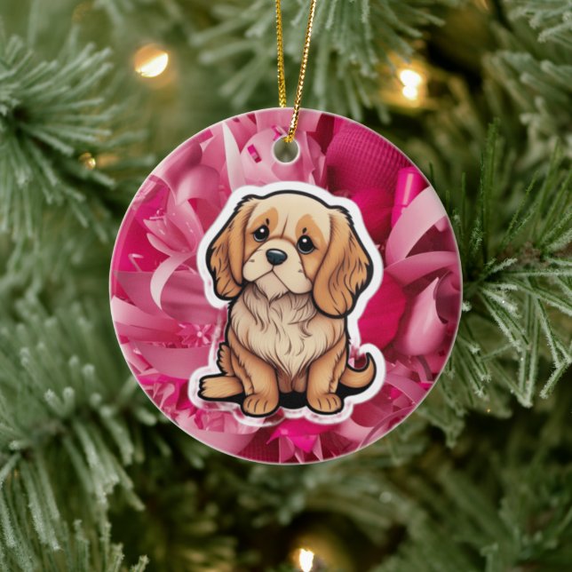 Invisible Leash Hund Memorial Art – Han är fortfar Julgransprydnad Keramik (Träd)