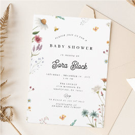 Invitación a Baby Shower con flores silvestres Inbjudningar