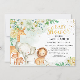 Invitación a Baby Shower para animales florales Inbjudningar
