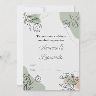 Invitación a compromiso o boda con flores inbjudningar