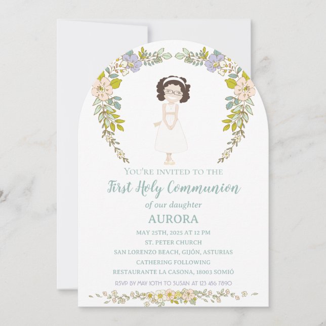 Invitación AURORA Primera Comunión Inbjudningar (Framsida)