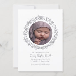 Invitación Baby Announcement Photo Card Wreath mod Inbjudningar