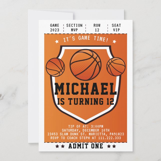 Invitación Basketball Invitation for Birthday Part Inbjudningar (Framsida)