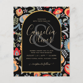 invitación bilingüe de boda de flores populaire flygblad